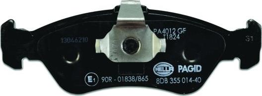 HELLA PAGID 8DB 355 014-401 - Тормозные колодки, дисковые, комплект avtokuzovplus.com.ua