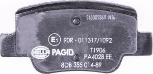 HELLA PAGID 8DB 355 014-891 - Тормозные колодки, дисковые, комплект avtokuzovplus.com.ua