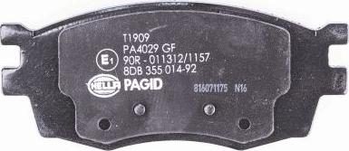 HELLA PAGID 8DB 355 014-921 - Тормозные колодки, дисковые, комплект avtokuzovplus.com.ua