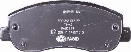 HELLA PAGID 8DB 355 015-291 - Тормозные колодки, дисковые, комплект avtokuzovplus.com.ua