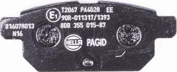 HELLA PAGID 8DB 355 015-871 - Тормозные колодки, дисковые, комплект avtokuzovplus.com.ua