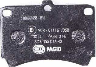 HELLA PAGID 8DB 355 016-431 - Тормозные колодки, дисковые, комплект avtokuzovplus.com.ua