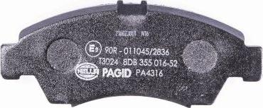 HELLA PAGID 8DB 355 016-521 - Тормозные колодки, дисковые, комплект avtokuzovplus.com.ua