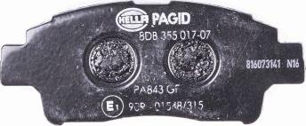 HELLA PAGID 8DB 355 017-071 - Тормозные колодки, дисковые, комплект avtokuzovplus.com.ua