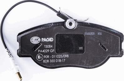 HELLA PAGID 8DB 355 018-171 - Тормозные колодки, дисковые, комплект avtokuzovplus.com.ua