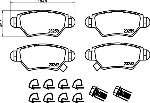 HELLA PAGID 8DB 355 019-271 - Гальмівні колодки, дискові гальма autocars.com.ua