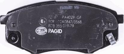 HELLA PAGID 8DB 355 019-791 - Тормозные колодки, дисковые, комплект avtokuzovplus.com.ua