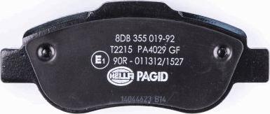 HELLA PAGID 8DB 355 019-921 - Гальмівні колодки, дискові гальма autocars.com.ua