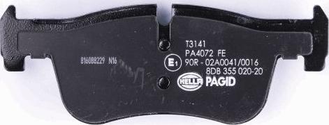 HELLA PAGID 8DB 355 020-201 - Тормозные колодки, дисковые, комплект avtokuzovplus.com.ua