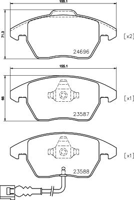 HELLA PAGID 8DB 355 023-161 - Гальмівні колодки зад. Caddy-CC-Golf 04- autocars.com.ua