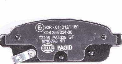 HELLA PAGID 8DB 355 024-861 - Тормозные колодки, дисковые, комплект avtokuzovplus.com.ua