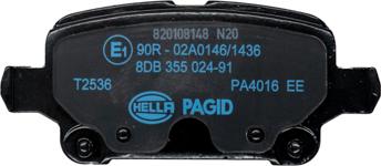 HELLA PAGID 8DB 355 024-911 - Тормозные колодки, дисковые, комплект avtokuzovplus.com.ua