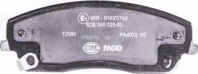 HELLA PAGID 8DB 355 025-001 - Тормозные колодки, дисковые, комплект avtokuzovplus.com.ua