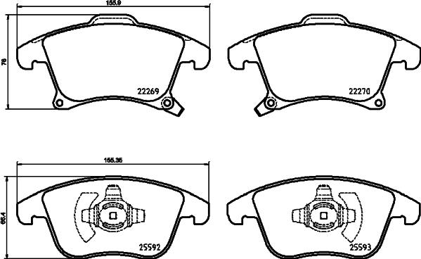 HELLA PAGID 8DB 355 025-201 - Гальмівні колодки, дискові гальма autocars.com.ua