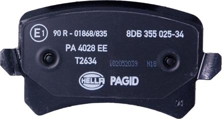 HELLA PAGID 8DB 355 025-341 - Тормозные колодки, дисковые, комплект avtokuzovplus.com.ua