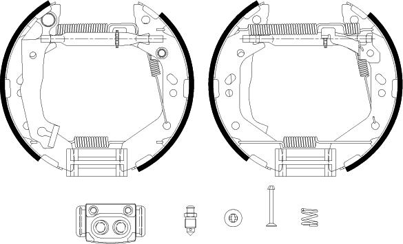 HELLA PAGID 8DB 355 038-161 - Комплект гальм, барабанний механізм autocars.com.ua