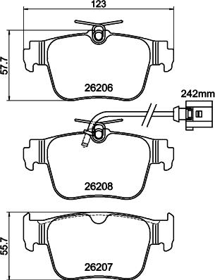 HELLA PAGID 8DB 355 044-901 - Тормозные колодки, дисковые, комплект avtokuzovplus.com.ua