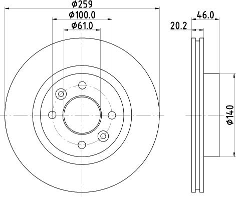 HELLA PAGID 8DD 355 101-281 - Гальмівний диск autocars.com.ua