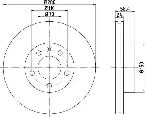 HELLA PAGID 8DD 355 101-511 - Гальмівний диск autocars.com.ua