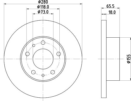 HELLA PAGID 8DD 355 104-391 - Гальмівний диск autocars.com.ua