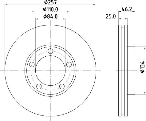 HELLA PAGID 8DD 355 134-041 - Тормозной диск avtokuzovplus.com.ua