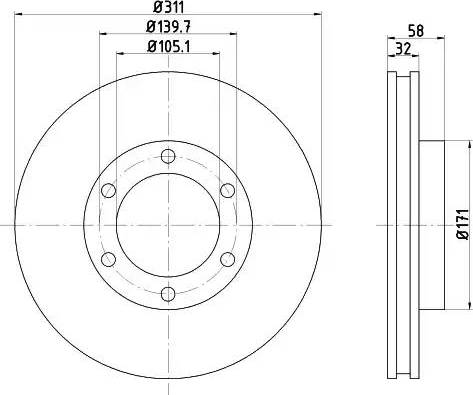 HELLA PAGID 8DD 355 105-211 - Гальмівний диск autocars.com.ua