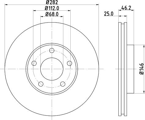 HELLA PAGID 8DD 355 105-551 - Гальмівний диск autocars.com.ua