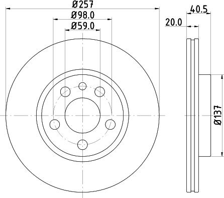 HELLA PAGID 8DD 355 105-621 - Гальмівний диск autocars.com.ua