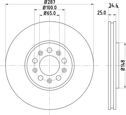 HELLA PAGID 8DD 355 123-591 - Гальмівний диск autocars.com.ua