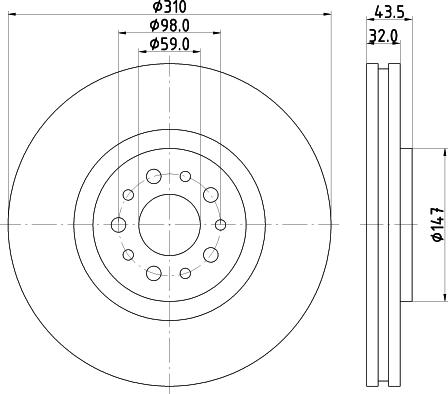 HELLA PAGID 8DD 355 109-131 - Гальмівний диск autocars.com.ua