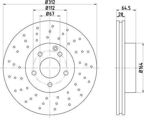 HELLA PAGID 8DD 355 121-251 - Гальмівний диск autocars.com.ua