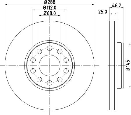 HELLA PAGID 8DD 355 109-622 - Гальмівний диск autocars.com.ua