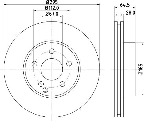 HELLA PAGID 8DD 355 128-781 - Гальмівний диск autocars.com.ua