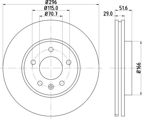 HELLA PAGID 8DD 355 128-811 - Гальмівний диск autocars.com.ua