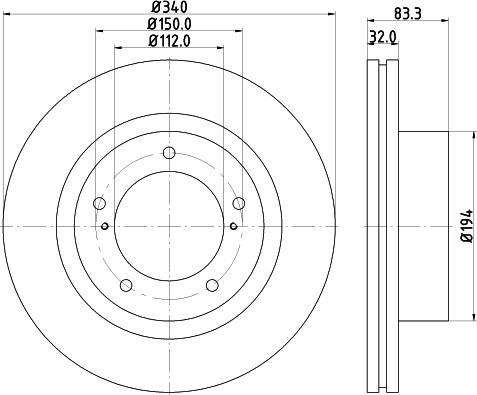 HELLA PAGID 8DD 355 116-551 - Гальмівний диск autocars.com.ua