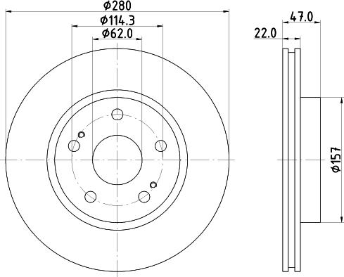 HELLA PAGID 8DD 355 116-771 - Гальмівний диск autocars.com.ua