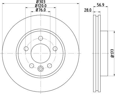 HELLA PAGID 8DD 355 123-801 - Гальмівний диск autocars.com.ua