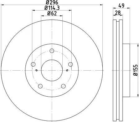 HELLA PAGID 8DD 355 117-431 - Гальмівний диск autocars.com.ua