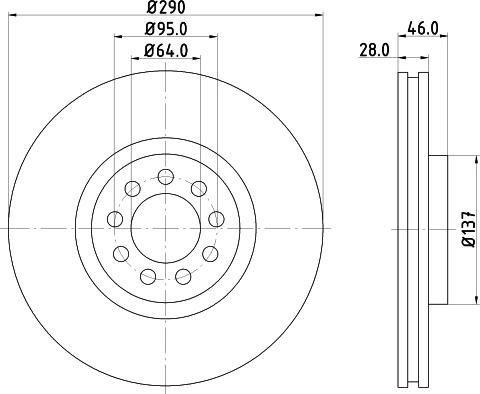 HELLA PAGID 8DD 355 117-461 - Гальмівний диск autocars.com.ua