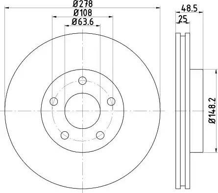 HELLA PAGID 8DD 355 119-491 - Гальмівний диск autocars.com.ua