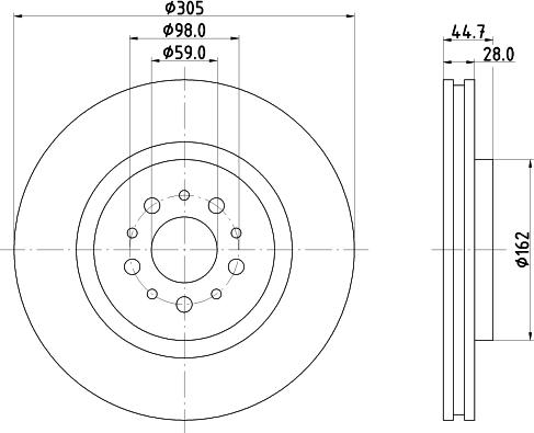 HELLA PAGID 8DD 355 121-872 - Гальмівний диск autocars.com.ua