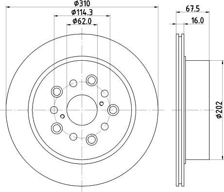 HELLA PAGID 8DD 355 122-231 - Гальмівний диск autocars.com.ua