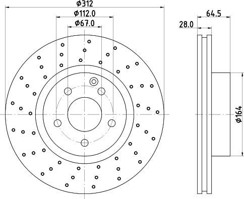 HELLA PAGID 8DD 355 122-582 - Гальмівний диск autocars.com.ua