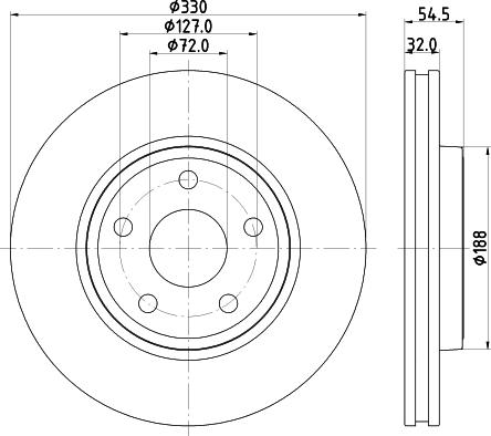 HELLA PAGID 8DD 355 122-681 - Гальмівний диск autocars.com.ua