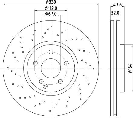 HELLA PAGID 8DD 355 128-151 - Диск гальмівний High Carbon передній MB E W211. S W220 3.0-5.5 09.02-07.09 4-matic autocars.com.ua