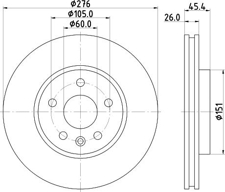 HELLA PAGID 8DD 355 122-841 - 15 Диск гальмівний перед. Opel Astra K 1.0-1.6D 06.15- autocars.com.ua