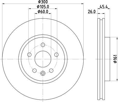 HELLA PAGID 8DD 355 122-851 - 16 Диск гальмівний перед. Opel Astra K 1.0-1.6D 06.15- autocars.com.ua