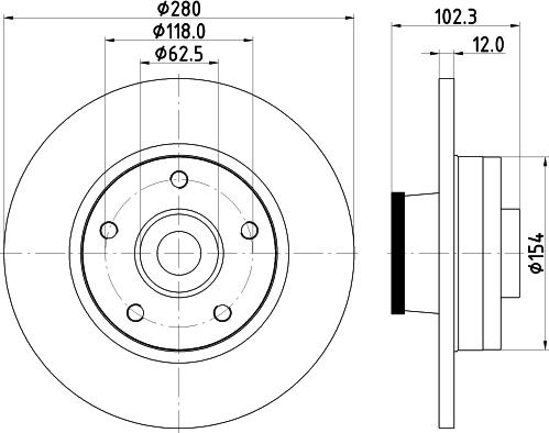 HELLA PAGID 8DD 355 123-251 - Гальмівний диск autocars.com.ua