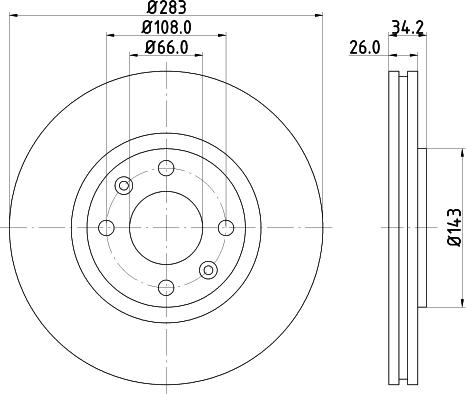 HELLA PAGID 8DD 355 123-561 - Гальмівний диск autocars.com.ua