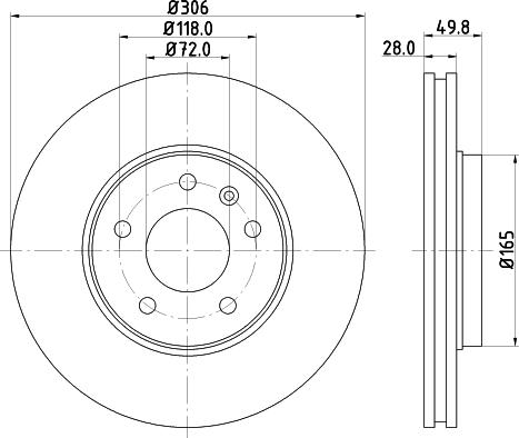 HELLA PAGID 8DD 355 124-831 - Гальмівний диск autocars.com.ua